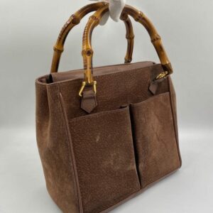 Gucci Suede Tote w Bamboo handle