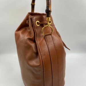 Gucci Tan Bucket Bag w Bamboo Handles