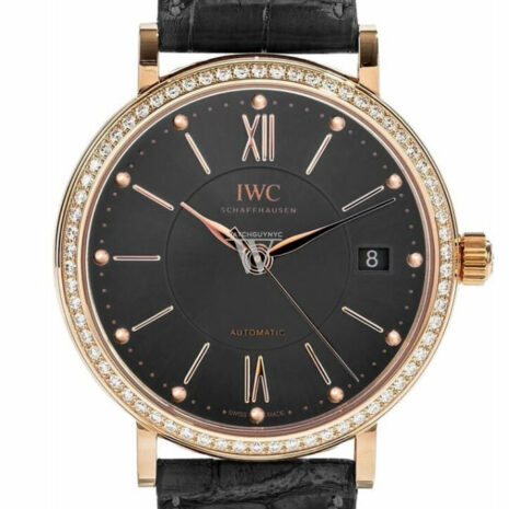 Iwc Portofino Anthracite Dial Diamond Automatic 37Mm Mens Watch Iw458108 Black