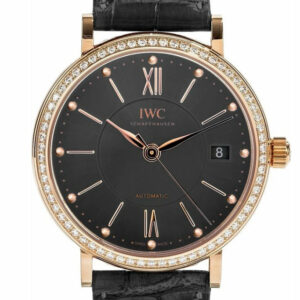 Iwc Portofino Anthracite Dial Diamond Automatic 37Mm Mens Watch Iw458108 Black