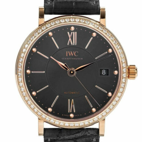 Iwc Portofino Anthracite Dial Diamond Automatic 37Mm Mens Watch Iw458108 Black