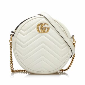 SALE Gucci GG Marmont Round White Matelassé