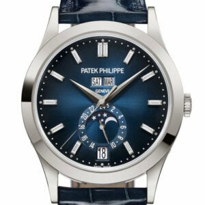 Patek Philippe Complications Annual Calendar Moon Phases White Gold Blue Dial Watch 5396G
