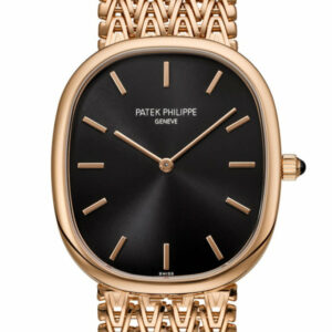 Patek Philippe Golden Ellipse Black Dial Rose Gold Watch 5738/1R