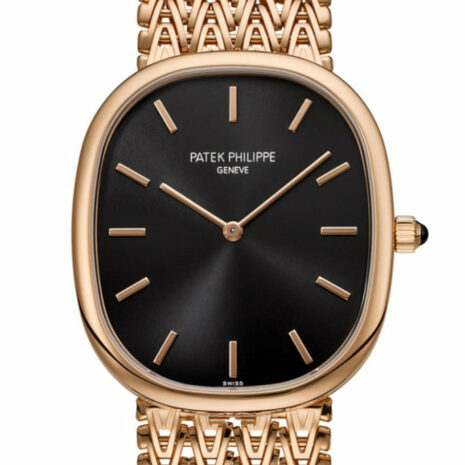 Patek Philippe Golden Ellipse Black Dial Rose Gold Watch 5738/1R