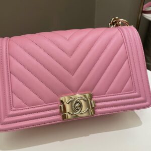 Chanel Chevron Boy Old Medium Pink Calfskin