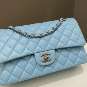 Chanel Classic Quilted Medium Double Flap Tiffany Blue Lambskin