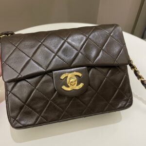 Chanel New Classic Quilted Mini Square Brown Lambskin