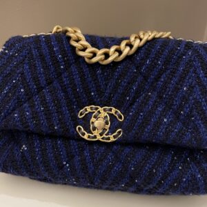Chanel 19 Flap Bag Black / Blue Tweed Sequin