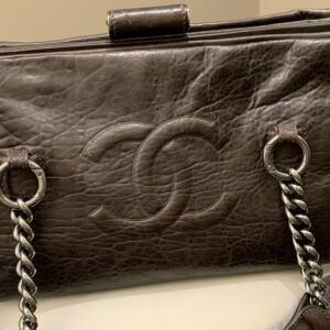 Chanel 07A Cc Shopper Tote Marron Fonce Grainy Leather