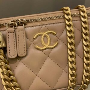 Chanel 22K Quilted Mini Crush Vanity Rectangular Dark Beige Lambskin