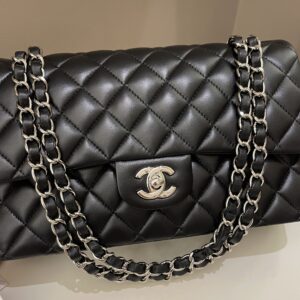 Chanel Classic Quilted Medium Double Flap Black Lambskin