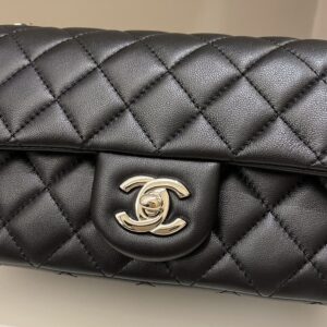 Chanel 23C Pearl Crush Quilted Mini Rectangular Black Lambskin