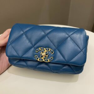 Chanel 19 Waist Belt Flap Bag Turquoise Lambskin