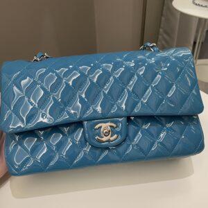 Chanel Classic Quilted Medium Double Flap Turquoise Patent