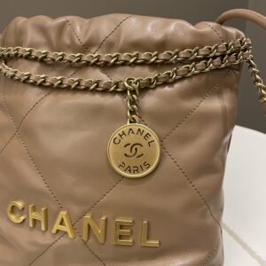 Chanel 23B 22 Mini Hobo Beige Calfskin