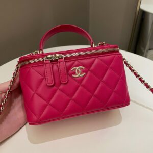 Chanel 21K Top Handle Vanity Rectangular Dark Rose Lambskin