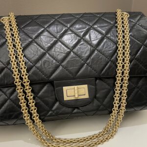Chanel 2.55 227 Quilted Reissue Double Flap Black Aged Calfskin