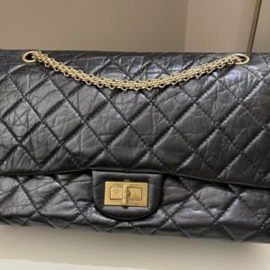 Chanel 2.55 227 Quilted Reissue Double Flap Black Aged Calfskin