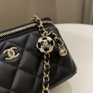 Chanel 23C Quilted Pearl Crush Vanity Rectangular Black Lambskin
