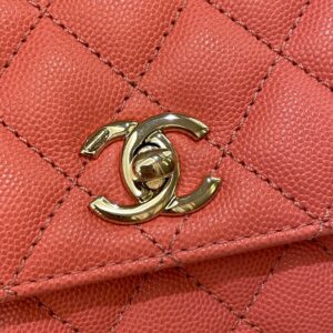 Chanel 22A Quilted Coco Handle Coral Pink Caviar
