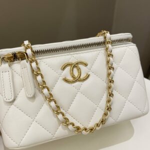 Chanel 23C Cc Mini Vanity Rectangular White Lambskin