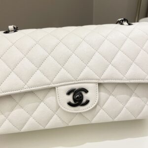 Chanel Classic Quilted Medium Double Flap Ivory Calf