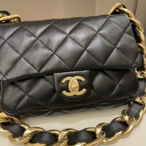 Chanel 22S Funky Town Flap Bag Black Calfskin
