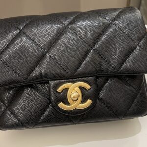 Chanel 22A Twist Your Button Mini Flap Bag Black Caviar