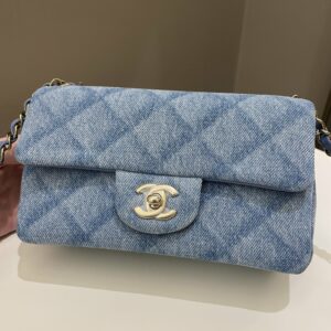Chanel Classic Quilted Mini Rectangular Blue Denim
