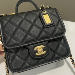 Chanel 22K Flap with Top Handle Black Caviar