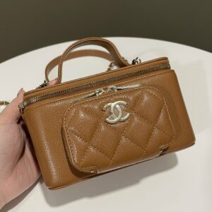 Chanel 23P Business Affinity Top Handle Vanity Rectangular Tan Caviar