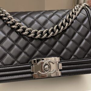 Chanel Quilted Boy Old Medium Black Calfskin