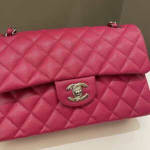 Chanel Classic Quilted Small Double Flap Rose Fuschia Caviar