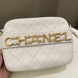 Chanel C H A N E L Lettering Camera Bag  Ivory Calfskin