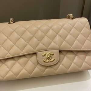 Chanel Classic Medium Double Flap Beige Clair Caviar