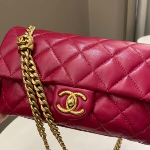 Chanel 22K Pearl Crush Flap Bag Red Aged