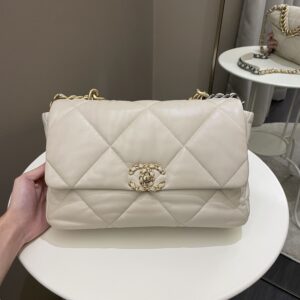 Chanel 19 Flap Bag Beige Lambskin