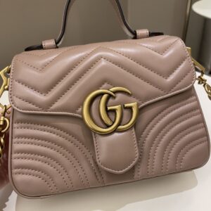 Gucci GG Marmont Mini Top Handle Bag Dark Nude