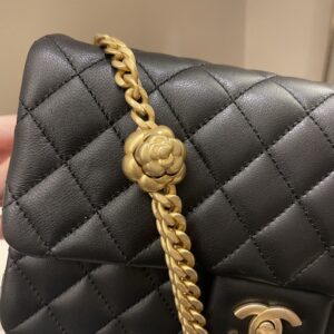Chanel 23S Camellia Black Stiff Lambskin