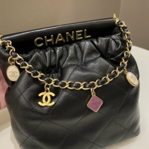 Chanel 23P Charm Bucket Bag Black