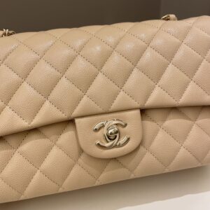Chanel Classic Quilted Medium Double Flap Beige Caviar