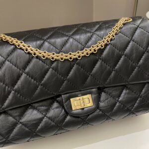 Chanel 2.55 226 Quilted Reissue Double Flap Black Aged Calfskin