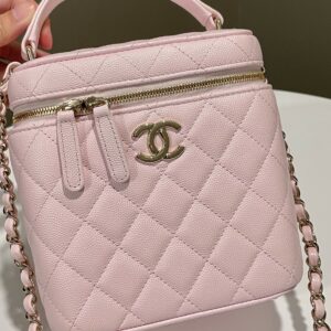 Chanel 22S Top Handle Vanity Bag Rose Clair Caviar