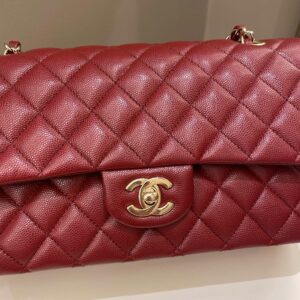 Chanel 19B Classic Medium Double Flap Burgundy Wine Caviar