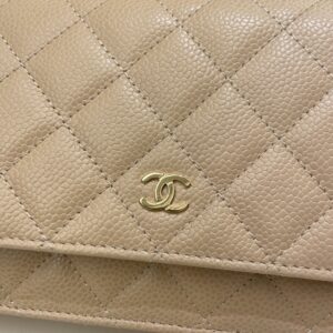 Chanel Classic Quilted Wallet on Chain Beige Caviar