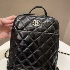 Chanel 22A Quilted My Pocket Backpack Black Coated Calfskin