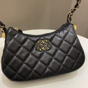 Chanel 23K Hobo Bag Black Calfskin
