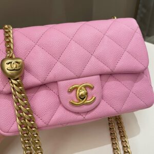 Chanel 23P Sweet Heart Mini Flap Candy Pink Caviar