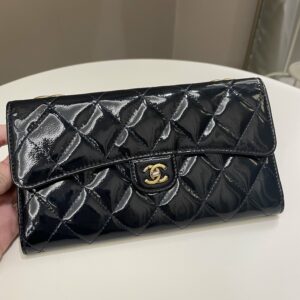 Chanel Double C Grommet Clutch On Chain Midnight Blue Patent